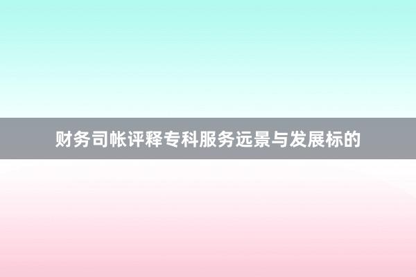 财务司帐评释专科服务远景与发展标的